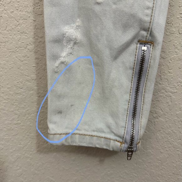 ONE x ONE TEASPOON Trashed Freebirds Distressed Ripped Jeans Ankle Zip - Picture 5 of 16